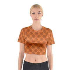 Halloween Black Orange Spider Web   Cotton Crop Top by ConteMonfrey