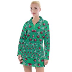 Beautiful Tropical Orchids Blooming Over Earth In Peace Women s Long Sleeve Casual Dress by pepitasart