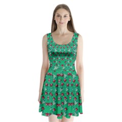 Beautiful Tropical Orchids Blooming Over Earth In Peace Split Back Mini Dress  by pepitasart