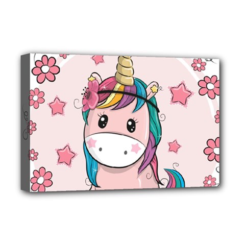 Cartoon Unicorn Fantasy Deluxe Canvas 18  X 12  (stretched)