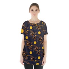 Halloween Background Pattern Skirt Hem Sports Top by Ravend