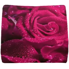 Water Rose Pink Background Flower Seat Cushion by Ravend