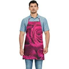 Water Rose Pink Background Flower Kitchen Apron by Ravend