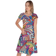 Abstract Art Color Geometry Pattern Classic Short Sleeve Dress by danenraven