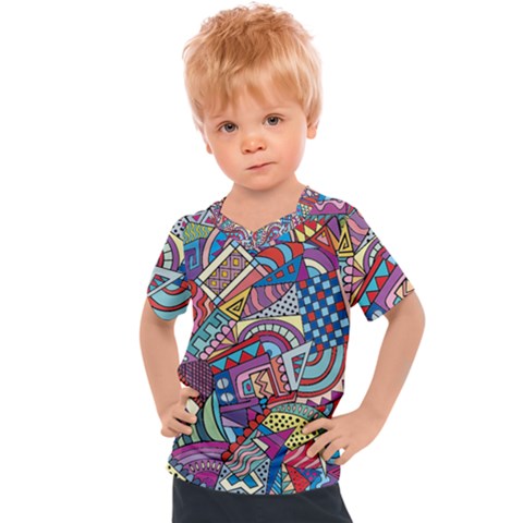 Abstract Art Color Geometry Pattern Kids  Sports Tee by danenraven