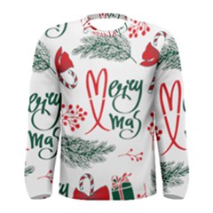 Merry Xmas Seamless Christmas Pattern Men s Long Sleeve Tee by danenraven