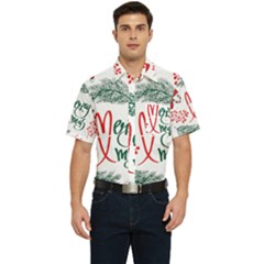 Merry Xmas Seamless Christmas Pattern Men s Short Sleeve Pocket Shirt  by danenraven