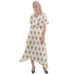 Stars-3 Cross Front Sharkbite Hem Maxi Dress by nateshop