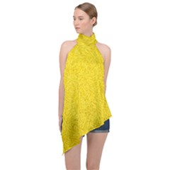 Bright Yellow Crunchy Sprinkles Halter Asymmetric Satin Top by nateshop