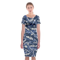 Butterflies Motif Collage Pattern Classic Short Sleeve Midi Dress by dflcprintsclothing