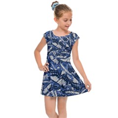 Butterflies Motif Collage Pattern Kids  Cap Sleeve Dress by dflcprintsclothing