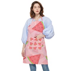 Background Watermelon Pattern Fruit Pocket Apron by Wegoenart