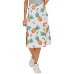 Pineapple Background Pattern Fruit Midi Panel Skirt by Wegoenart