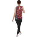 Buddhist Mandala Mock Neck Chiffon Sleeveless Top View2