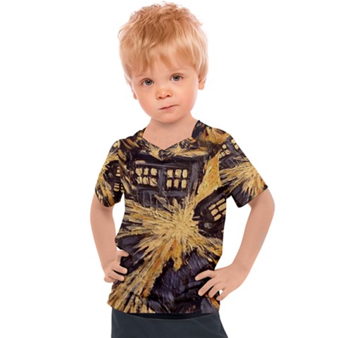 Brown And Black Abstract Painting Doctor Who Tardis Vincent Van Gogh Kids  Sports Tee by danenraven