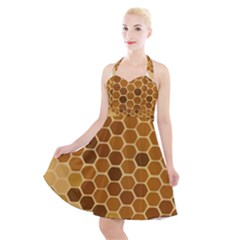 Honey Nature Bee Cute Wax Beeswax Halter Party Swing Dress  by danenraven