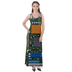 Illustration Motherboard Pc Computer Sleeveless Velour Maxi Dress by danenraven