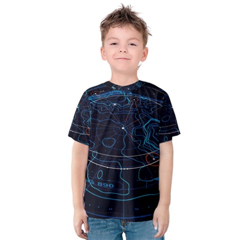 Earth Map Futuristic Globe Kids  Cotton Tee by danenraven