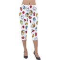 Illustration Vector Fruit Animal Cartoon Pattern Lightweight Velour Capri Leggings  View1