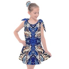 Gold On Cobalt Kids  Tie Up Tunic Dress by kaleidomarblingart