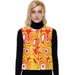 Red-yellow Women s Short Button Up Puffer Vest by nateshop