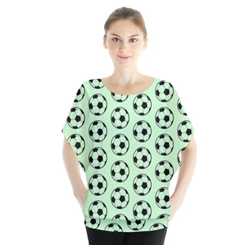 Pattern Ball Soccer Background Batwing Chiffon Blouse by Wegoenart