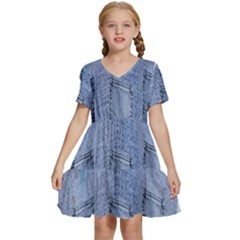 Background-jeans Kids  Short Sleeve Tiered Mini Dress by nateshop