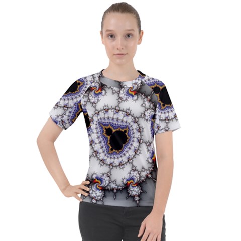 Mandelbrot Fractal Background Template Circle Women s Sport Raglan Tee by danenraven