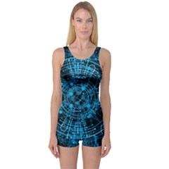 Network Circuit Board Trace One Piece Boyleg Swimsuit by Ravend