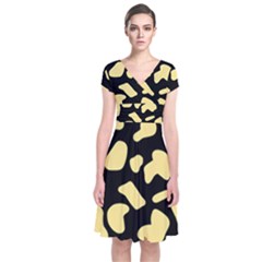 Cow Yellow Black Short Sleeve Front Wrap Dress by ConteMonfrey