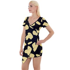 Cow Yellow Black Short Sleeve Asymmetric Mini Dress by ConteMonfrey