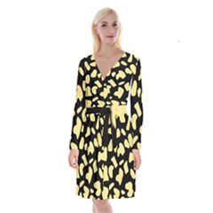 Cow Yellow Black Long Sleeve Velvet Front Wrap Dress by ConteMonfrey