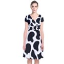 Cow black and white spots Short Sleeve Front Wrap Dress View1