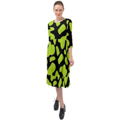 Neon Green Cow Spots Ruffle End Midi Chiffon Dress by ConteMonfrey