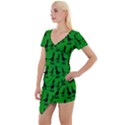 Green dinos Short Sleeve Asymmetric Mini Dress View1