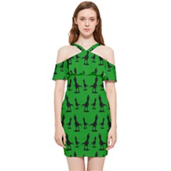 Green Dinos Shoulder Frill Bodycon Summer Dress by ConteMonfrey