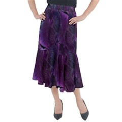 Feather Pattern Texture Form Midi Mermaid Skirt by Wegoenart