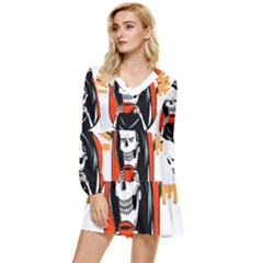 Halloween Tiered Long Sleeve Mini Dress by Sparkle