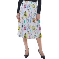 Summer Pattern Colorful Drawing Doodle Classic Velour Midi Skirt  by danenraven