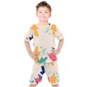 Border Leaves Design Frame Kids  Tee and Shorts Set View1