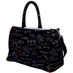 Black Background Text Overlay  Mathematics Formula Duffel Travel Bag by danenraven