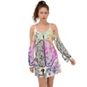 Anatomy Brain Head Medical Psychedelic  Skull Kimono Sleeves Boho Dress View1