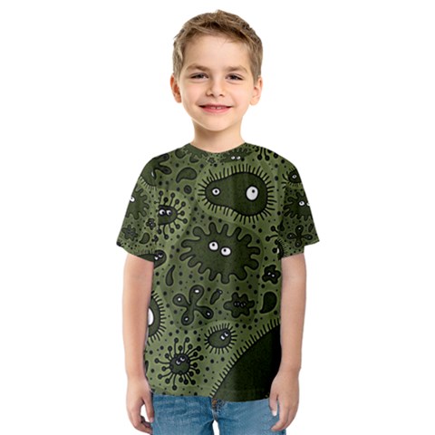 Green Bacteria Digital Wallpaper Eyes Look Biology Pattern Kids  Sport Mesh Tee by danenraven