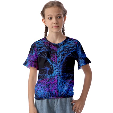 Symmetry Awesome 3d Digital Art Graphic Pattern Vortex Kids  Cuff Sleeve Scrunch Bottom Tee by danenraven