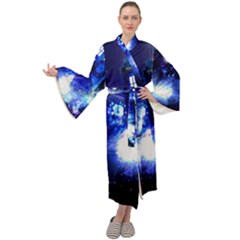 Tardis Background Space Maxi Velour Kimono by Jancukart