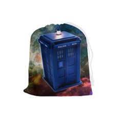 The Police Box Tardis Time Travel Device Used Doctor Who Drawstring Pouch (large) by Jancukart