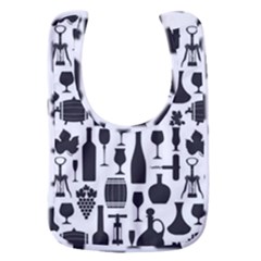 Wine Pattern Black White Baby Bib by Jancukart