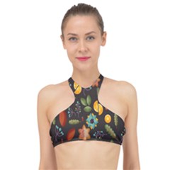 Christmas Seamless Pattern High Neck Bikini Top by Jancukart