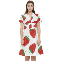 Seamless-pattern-fresh-strawberry Short Sleeve Waist Detail Dress by Jancukart