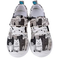 Cute Cat Hand Drawn Cartoon Style Women s Velcro Strap Shoes by Jancukart